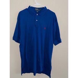Polo Ralph Lauren Mens Royal Blue Cotton Pique Short Sleeve Polo Shirt Red Pony